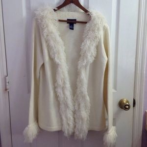 Fun, cardigan sweater with fringe, Med